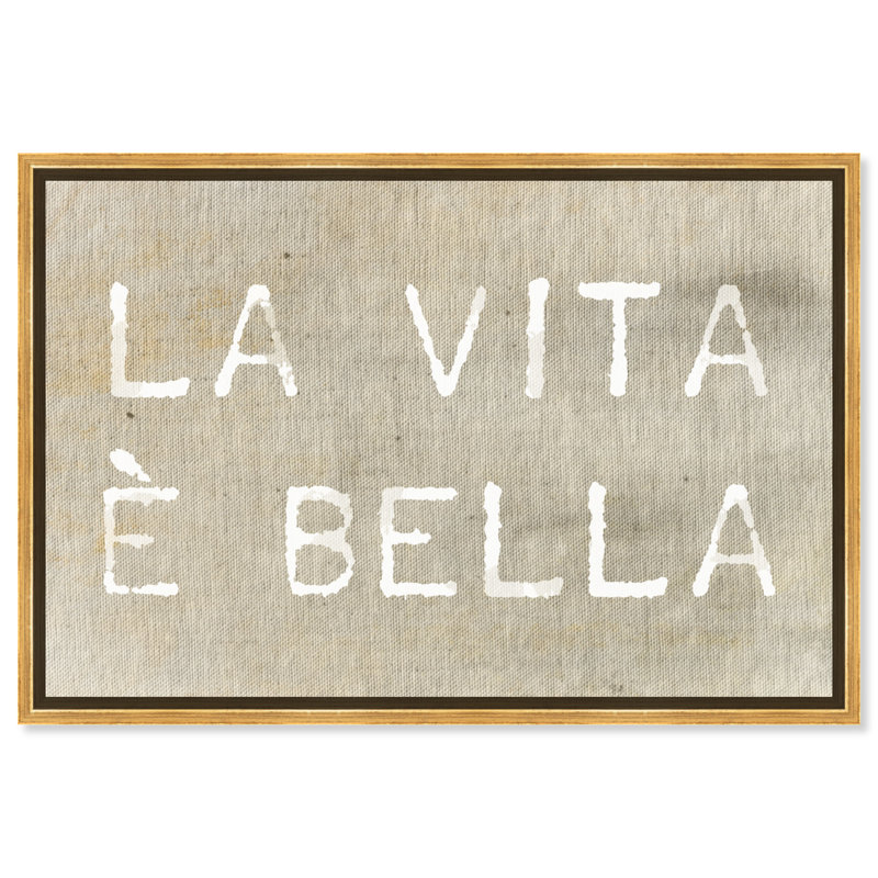 «Life is Beautiful Typographie and Quotes», reproduction d'art textuel sur toile, H 45 po x l 30 po, Cadre doré