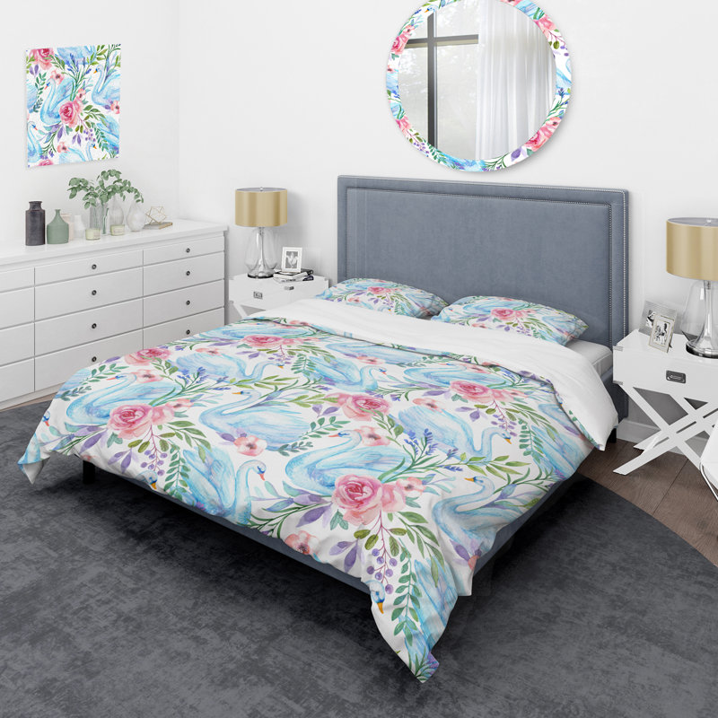 Ensemble de housse de couette en microfibre bleu / rose / vert 3 pièces