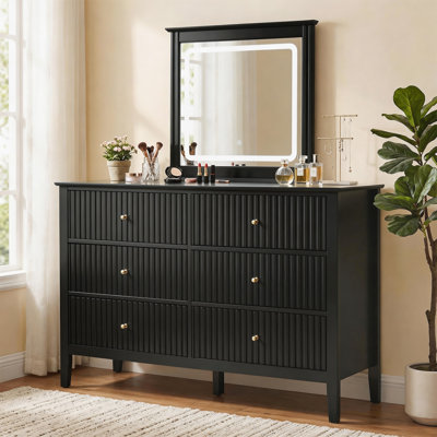 Commode 6 tiroirs avec miroir lumineux