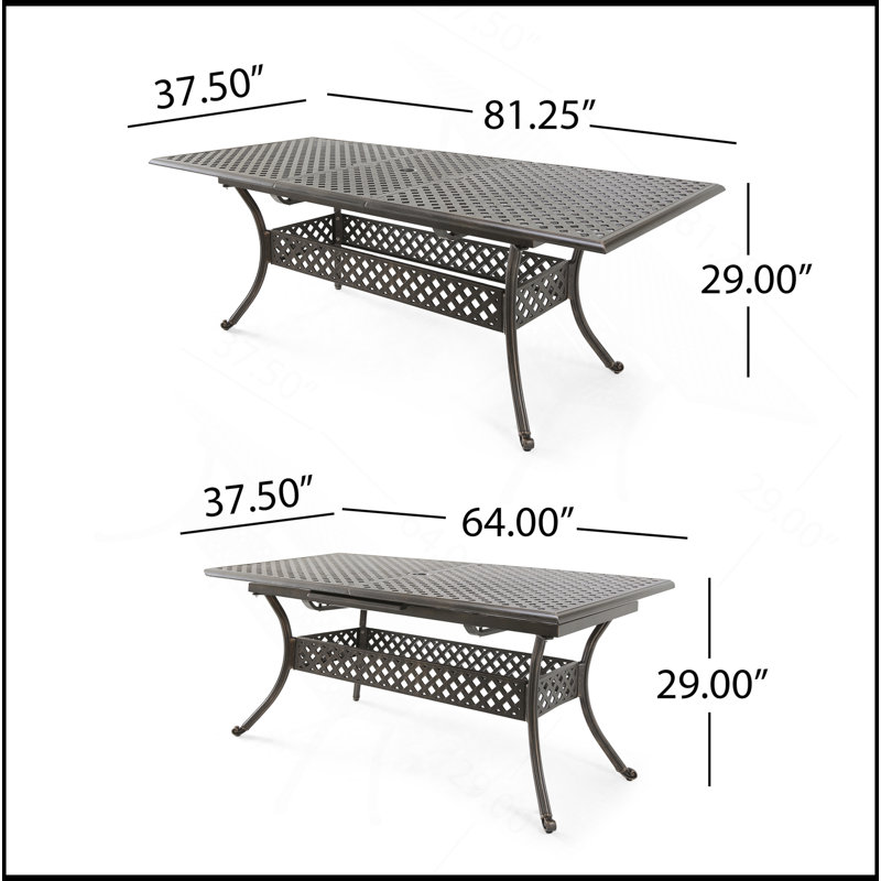 ABIGAIL CAST EXPANDABLE DINING TABLE With Weather-Resistant Materials And Elegant Rustic Design For Outdoor Entertaining