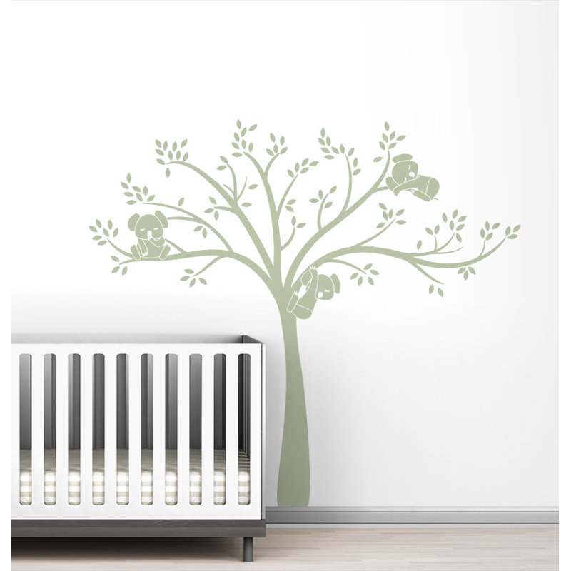 Décalcomanie murale monochrome modern Koala Cuteness, Vert clair