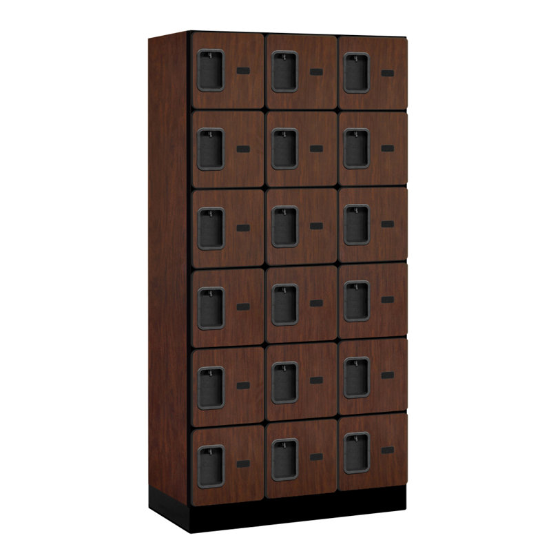 Casier gym 3 large, Acajou, H 76 po x l 36 po x P 18 po