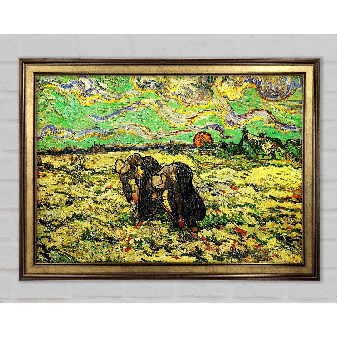 Van Gogh Zwei Bäuerinnen graben im Feld mit Schnee - Einzelbildrahmen Kunstdrucke