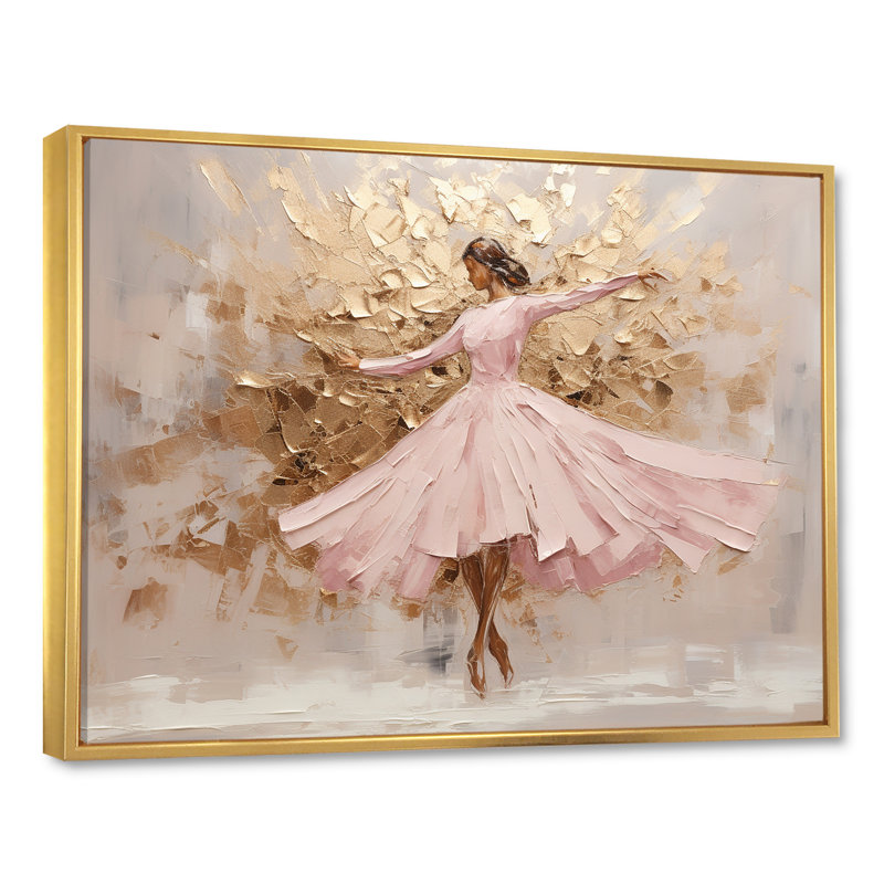 Danse verte et dorée I, Cadre flottant doré, L 40 po x H 30 po x P 1,5 po
