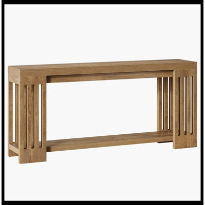 Console 70,9 ", table de ferme à 2 niveaux avec pieds à rayures verticales