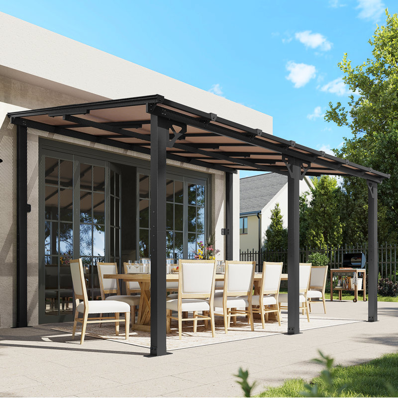 Aoxun 14’X10’ Gazebo Wall Mounted Gazebos Pergola, 98" H x 168" W x 120" D