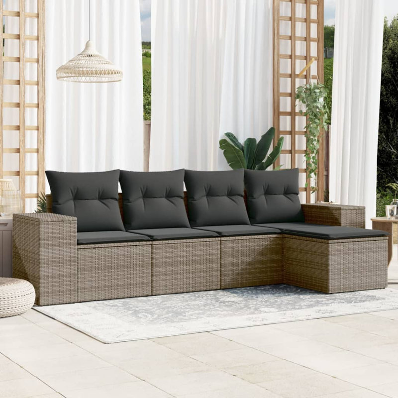 Grand canapé modulaire en rotin PE Vidaxl, Gris