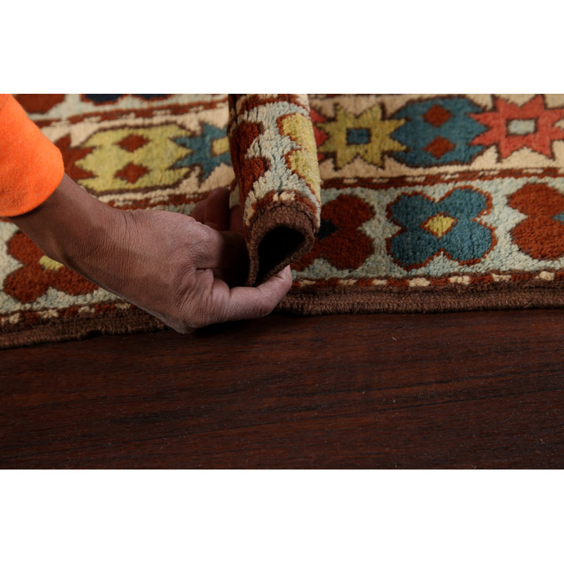 Tapis unique en laine noué à la main de 5 pi 7 po x 7 pi 6 po nouvel âge en rouille / bleu