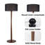 Lampe sur pied de 61 po en noyer avec grand abat-jour tambour en tissu de 19,7 po, lampe sur pied en bois massif pour salon, chambre à coucher, bureau et coin, homologuée UL, ampoule non incluse-1447933134