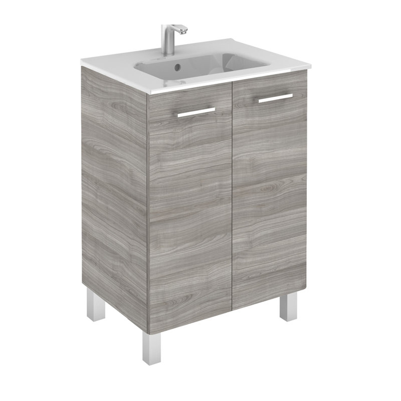 Logic 23.6'' W Single Vanity, Sandy Gray