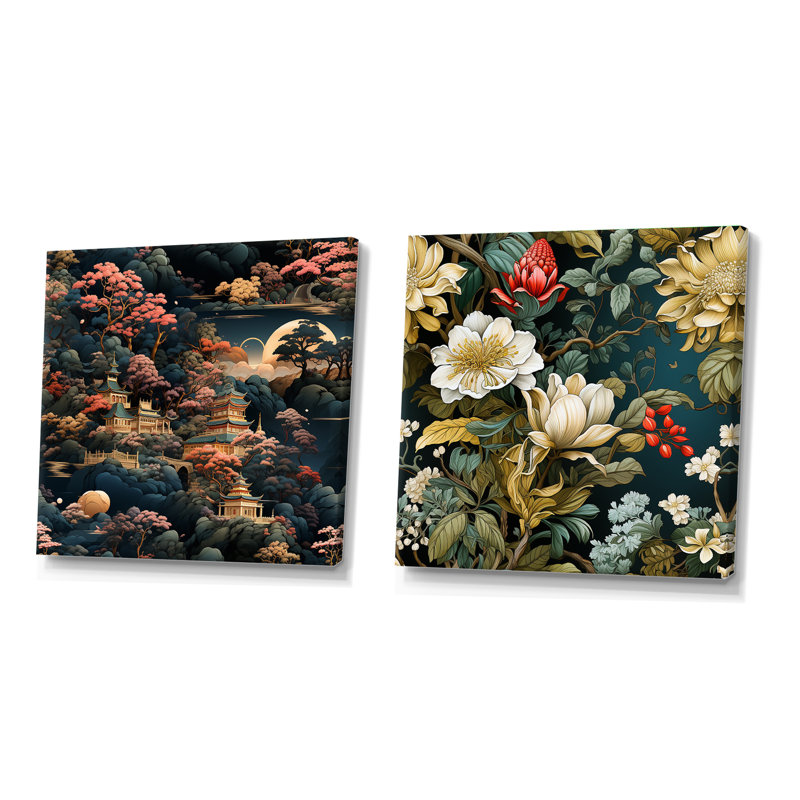 Perrigo - Abstract Landscapes Square Collage Set Of 2, 30" H x 61" W, Wrapped Canvas