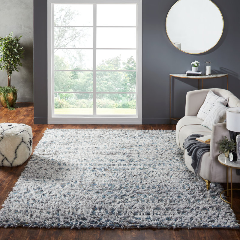 Ilanna Wool Area Rug in Blue/Gray, Rectangle 7'9" x 9'9"