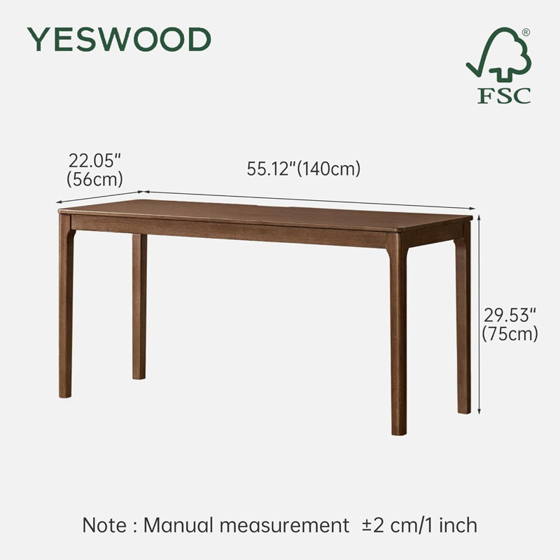 Bureau en bois massif avec tiroir, Brun, L 55 po