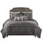 Courtepointe grise 6 pièces double / grand, 3 coussins décoratifs, matériau lavable à la machine en gris