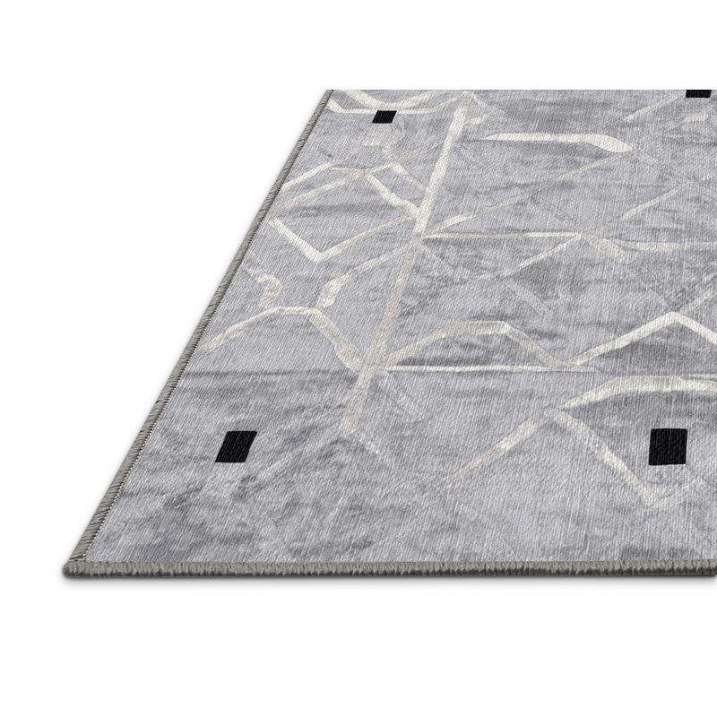Tapis gris lavable à la machine, Rectangle 5 pi x 7 pi