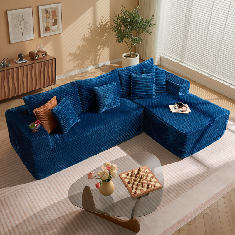 Vivelle 108'' Cloud Upholstered Sectional Couch With Chaise L-Shape Modern Modular Sofa For Living Room Bedroom No Assembly Required