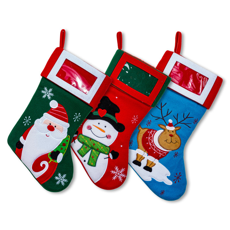 Bas de Noël 17,5 po avec insert pour photos des Fêtes