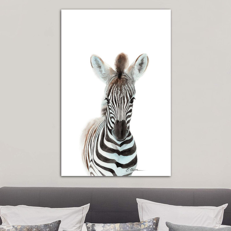 Baby Zebra - Wrapped Canvas Painting, 101.6 cm H x 66.04 cm W x 3.175 cm D