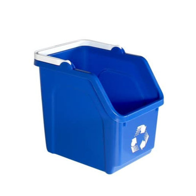 Sturdy Essentials 6 Gallon Stackable Recycling Bins For Homes, Garages, Offices Made Of 100% Recycled Plastic - (blue, 20 Pack)