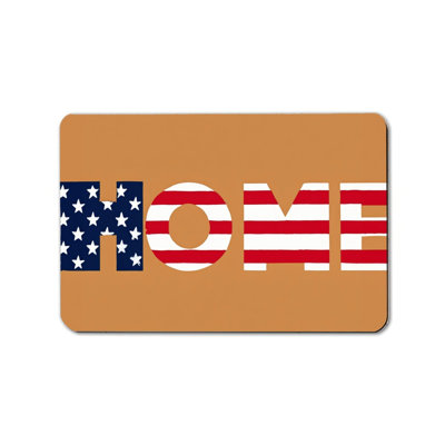American Flag Home Print Brown Orange 20 x 32 in Welcome Mat