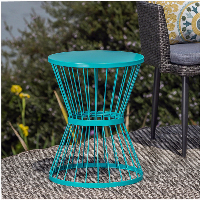 Table d'appoint en acier inoxydable 16 po, Bleu sarcelle
