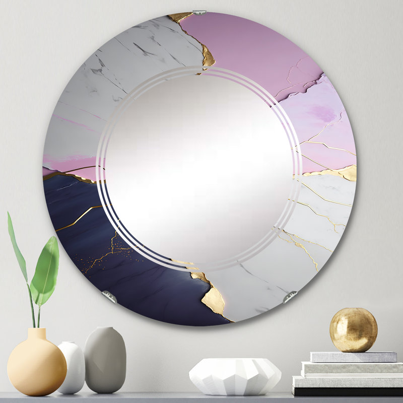 Miroir mural en marbre abstrait Priode, 24 po x 24 po
