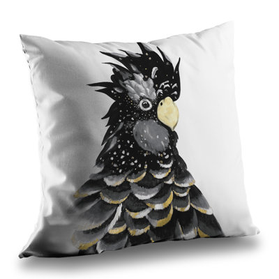 Red-tailed cockatoo parrot throw pillow | Exotic – Poly Twill Throw Pillow with Insert, Double-Sided Print