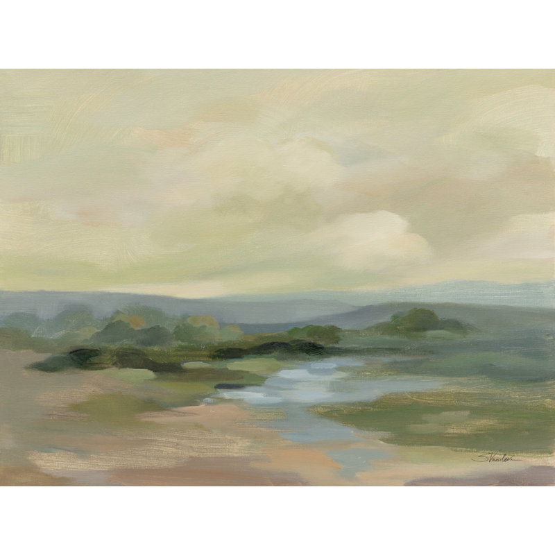 «Mute Green Landscape» par Silvia Vassileva, reproduction sur toile tendue, H 18 po x l 24 po