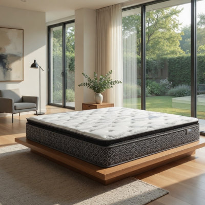 Treniyah Hybrid California King Mattress, Pillow Top, Tencel, White 11 Inch