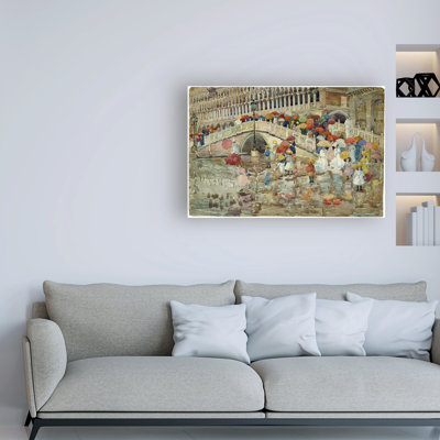 «Umbrellas in the Rain» par Maurice Prendergast, reproduction d'art sur toile tendue