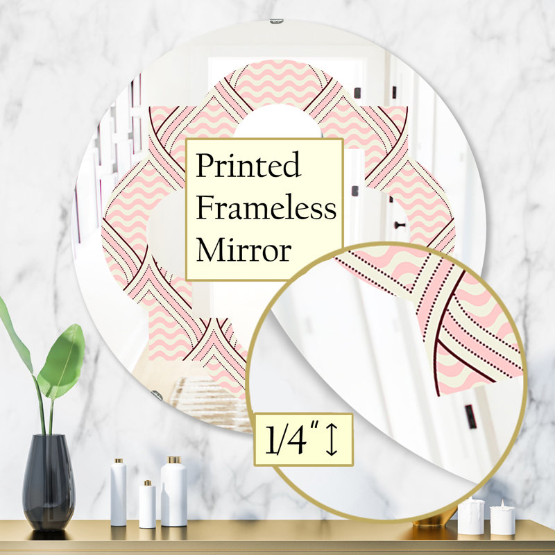 Quatrefoil Ornament with Decorative Elements Cottage Americana Frameless Wall Mirror, 31.5" H x 31.5" W