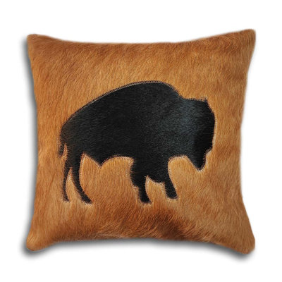 Cowhide Cushion Cover with Bison