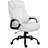 Computer Desk Chair with PU Leather  Upholstery, Adjustable Height and Swivel Wheels, White