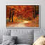 «Autumn Fall Vibrant Orange Forest Trees Nature Landscape», grande impression sur toile encadrée-99141927-99141926
