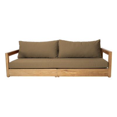 Crelake 107'' Wide Rectangular Teak Patio Sofa with Sunbrella® Cushions