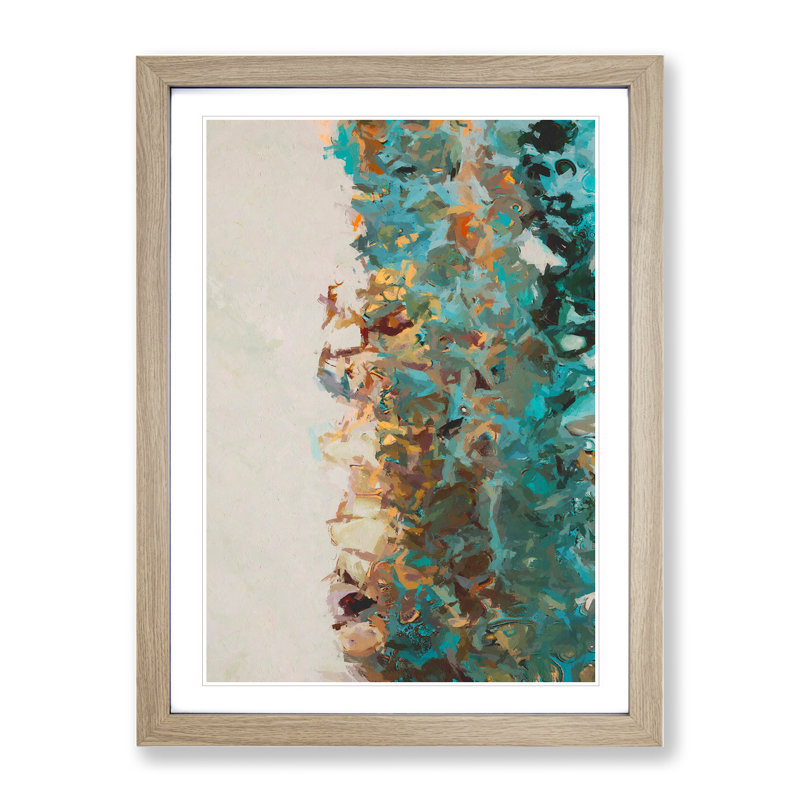 Una Abstract - Wall Art, 48cm H x 36cm W, Oak Framed Paper, White