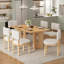 Ensemble de table de salle à manger en bois 7 pièces avec chaises rembourrées Panaha Farmhouse-2033857018