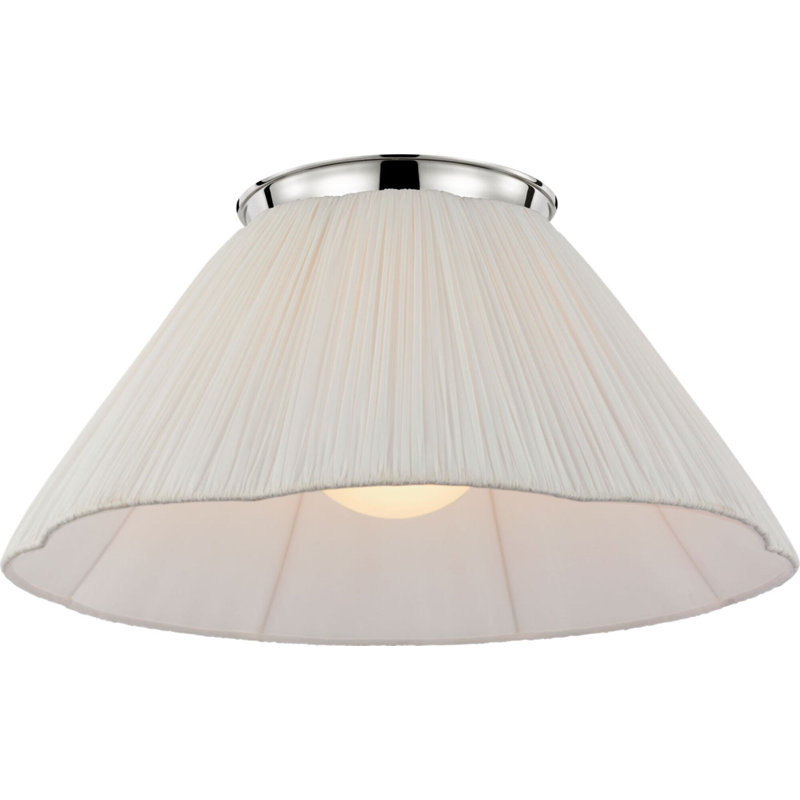 Bradley Flush Mount with Scalloped Silk Pleated Shade, Polished Nickel, 11.5" H x 24" W x 24" D