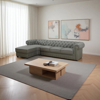 2-Piece Genuine Leather L-Shaped Sectional Sofa