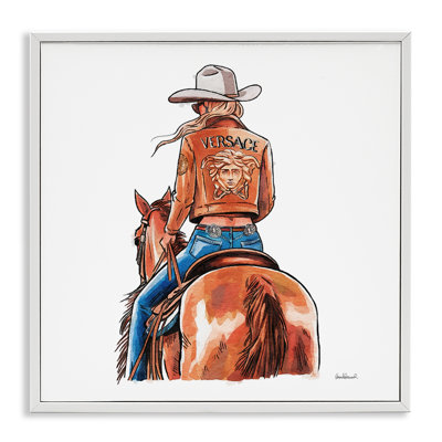 «Glam Cowgirl Jockey», art de la giclée encadrée par Amanda Greenwood