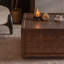 Farmhouse Coffee Table With Storage, Large Square Coffee Table For Living Room, Brown