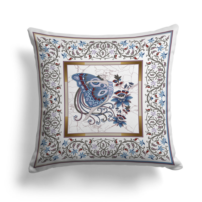 Harmony Haven  Square Throw Pillow, 20"H x 20"W, Blue/Purple
