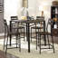 Table de salle à manger à hauteur de comptoir 5 pièces avec table carrée et 4 chaises hautes en brun antique noir, style transitionnel moderne pour chambre contemporaine