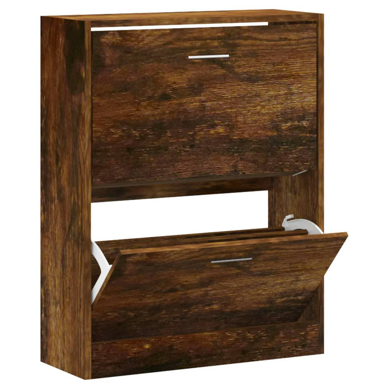 4 Pair Shoe Storage Cabinet, Smoked Oak