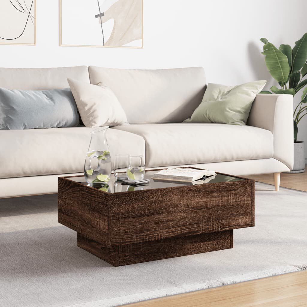 Metro Lane Coffee Table With LED Sonoma Oak 70X50x30 Cm Engineered Wood