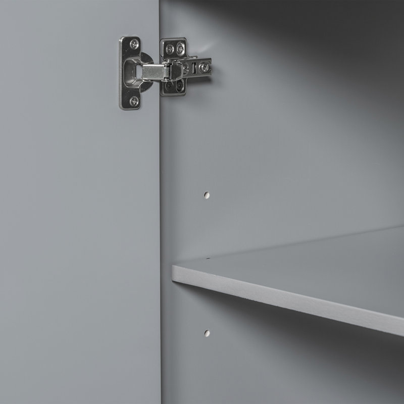 Meuble-lavabo simple 35,6 po avec plateau en bois massif Raelina, Gris