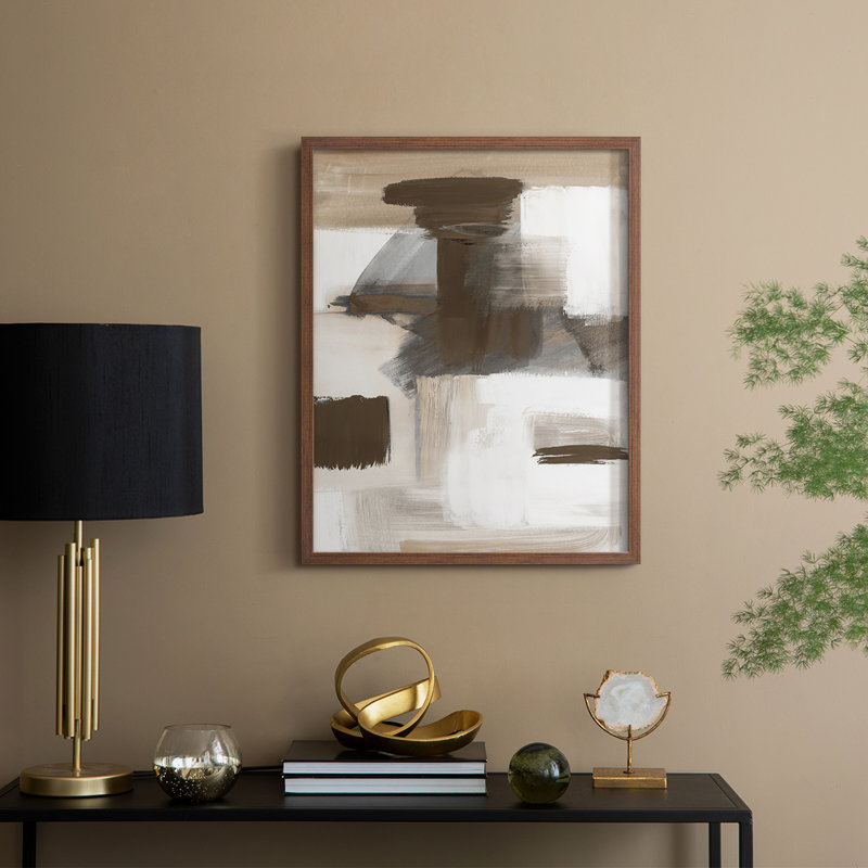 Navigating Neutrals Framed Print - Solid Wood, 11" H x 9" W, Walnut