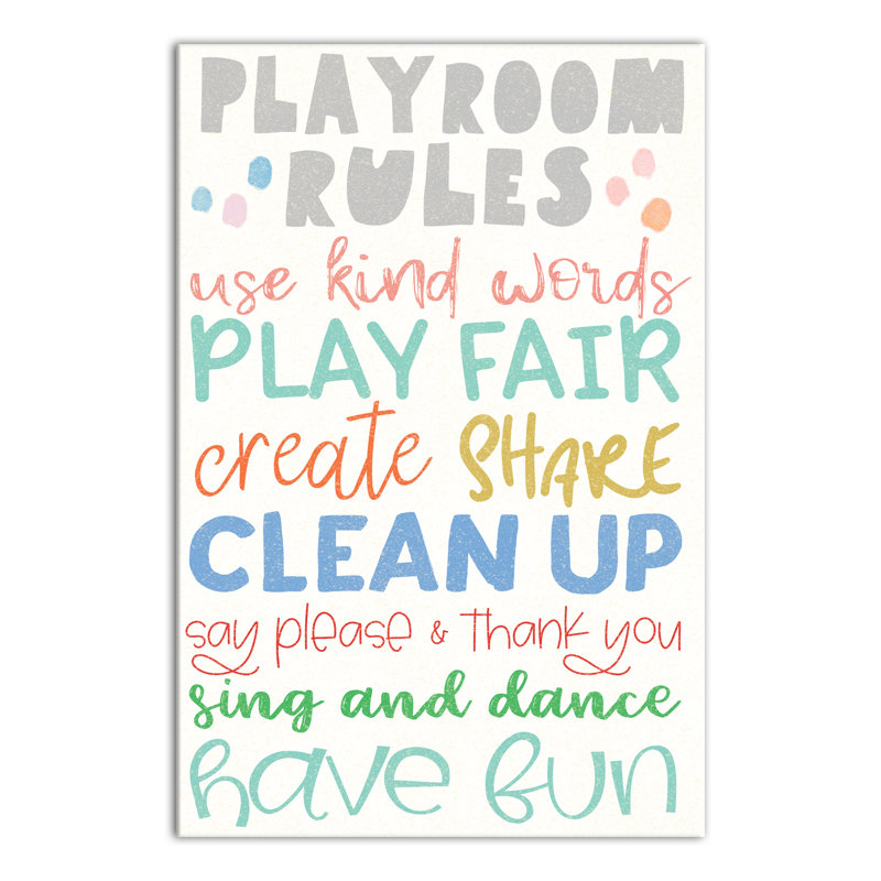 «Long Ashton Playroom Rules», art sur toile, H 18 po x l 12 po x P 1,25 po