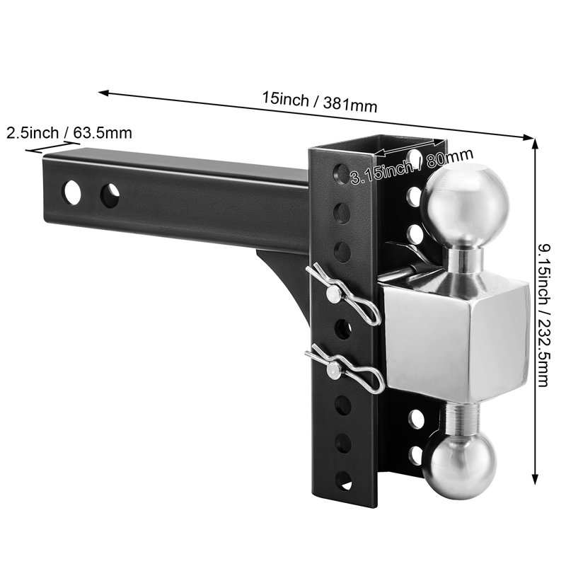 Attache de remorque réglable, récepteur à fixation sur boule 6 po