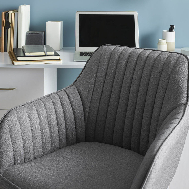 Dota Linen Office Chair, Grey with Chrome Legs